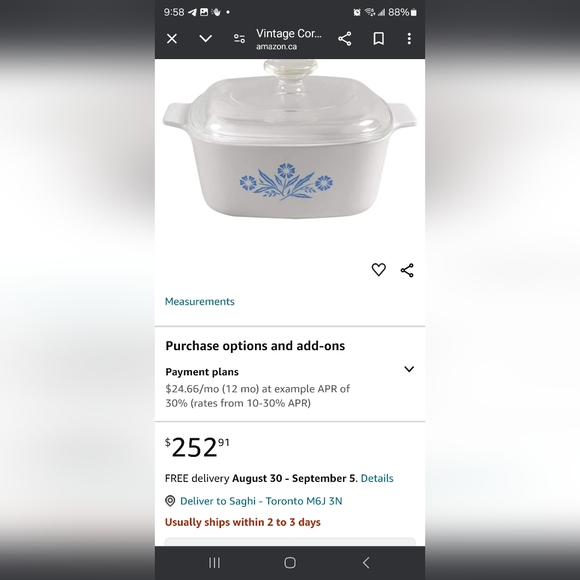 Vintage 1960’s Corning ware Blue 2Qt Cornflower Casserole Dish with lid - Picture 8 of 10